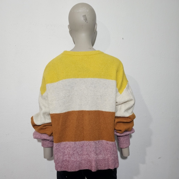 Madewell Women's Colorblock Sweater in Yellow, Cream, Orange, and Pink Size S - Picture 3 of 10
